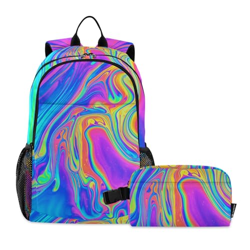Rainbow Colors Backpack With Lunch Box Boys Boy School Backpack With Lunch Box Bags For School Boys 9-10 years, Rainbow Colors