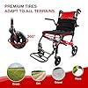 Wheelchairs for Adults Transport Chair Lightweight Foldable with Telescopic Handle, 18-Inch Seat Width Portable Folding Travel Wheel Chairs for Seniors