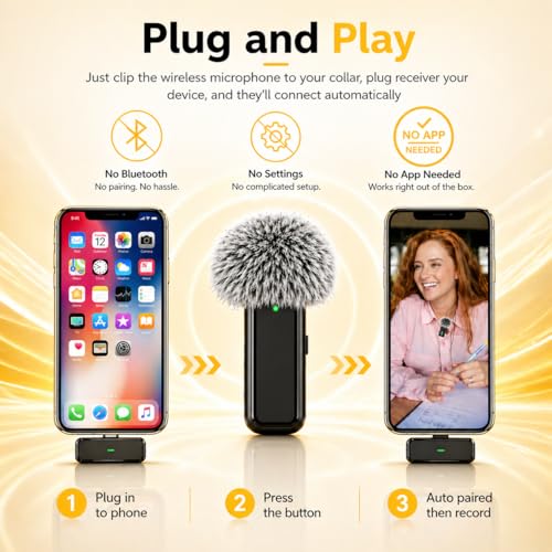 Image of 2-in-1 Wireless Lavalier Microphone with Magnetic Clip, 40M Range, Noise Reduction Mic for YouTube, Vlogging, Reels, Interviews, DSLR, Android (K6)