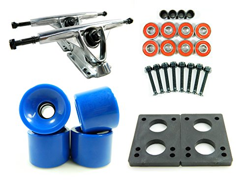 180mm Polished Trucks 70mm Wheels Combo (Solid Blue)