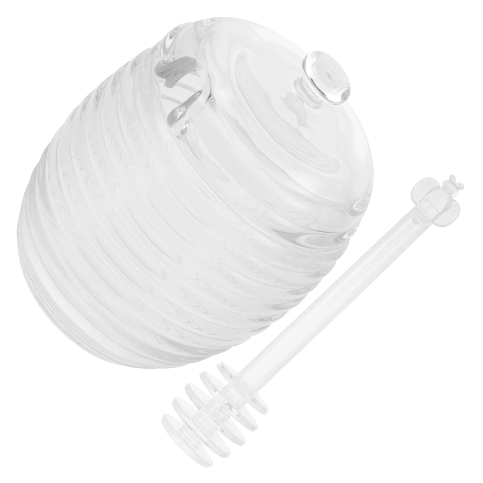 KICHOUSE 1 Set Glass Honey Jar Clear Cups Clear Honey Jar Container with Lid Bee Honey Pot Honey Pot with Lid Candy Dispenser Clear Mugs Honey Stick Transparent re-usable