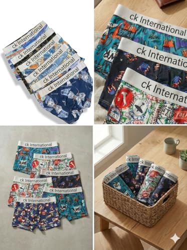 Image of Men's Innerwear Modal Geometric Print Trunk Boxer Brief,Breathable Underwear,Multicolor Printed for man Combo Pack of 3 Designs May Vary
