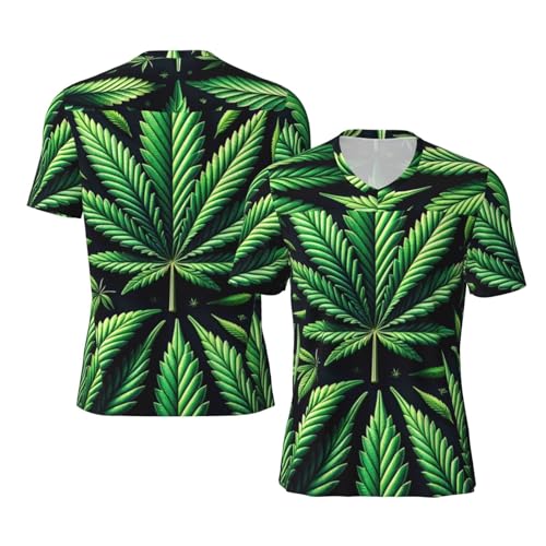 Stylish Athletic Sports Jersey Marijuana-Leaves-Green Men's Rugby Jersey Small