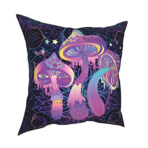 Wqaoud Psychedelic Art Mushrooms Adolphe Throw Pillow Cover Square Cushion Case 18X18 Inch For Home Decorative Bedroom/Living Room/Car #TOP2