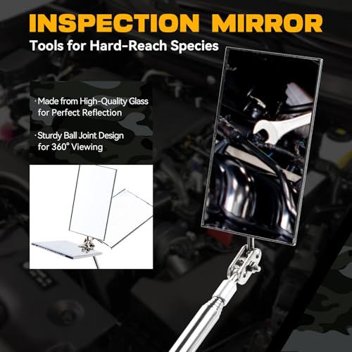 7 in 1 Telescoping Magnetic Pickup Tool Set with Swivel Inspection Mirror, 5LB Magnetic Pick Up Stick with Light, 3-IN-1 Screwdriver, Birthday Gifts for Men, Dad, Husband, Camouflage