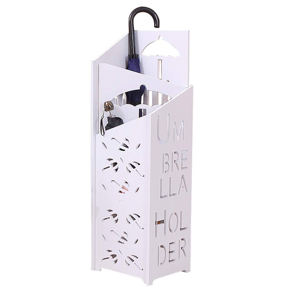 Porte-parapluie carré blanc d'entrée LUNEZY 25x21x75 cm avec égouttoir pour la maison