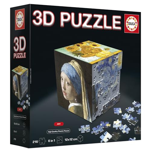 Educa 3D Puzzle Cube Art | Puzzle en Forme de Cube avec 216 Pièces | 6 Puzzles de 36 Pièces | Défi Ludique pour Enfants dès 20123 - vue 5