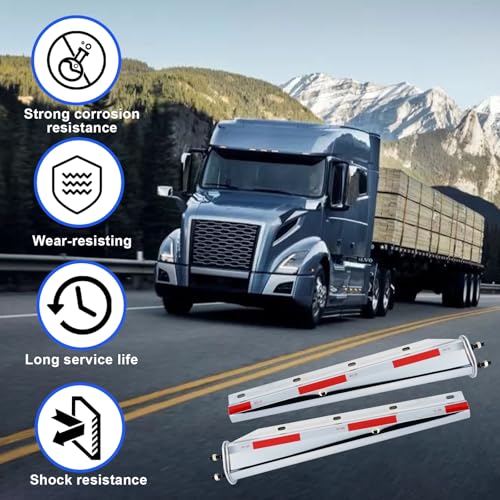 Image of Mud Flap Hanger Set Carbon Steel Chromed Finish, 30 inch Length Rear Bar for Semi Trucks, 1-1 /8 inch - 2.5 inch Bolt Spacing Spring Loaded Straight Mud with Reflective Tapes (2.0 inch Bolt)