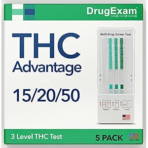 5 Pack – DrugExam THC Advantage Made in USA Multi Level Marijuana Home Test Kit. Highly Sensitive THC 3 Level Drug Test Kit. Detects at 50 ng/mL, 20 ng/mL, 15 ng/mL (5)
