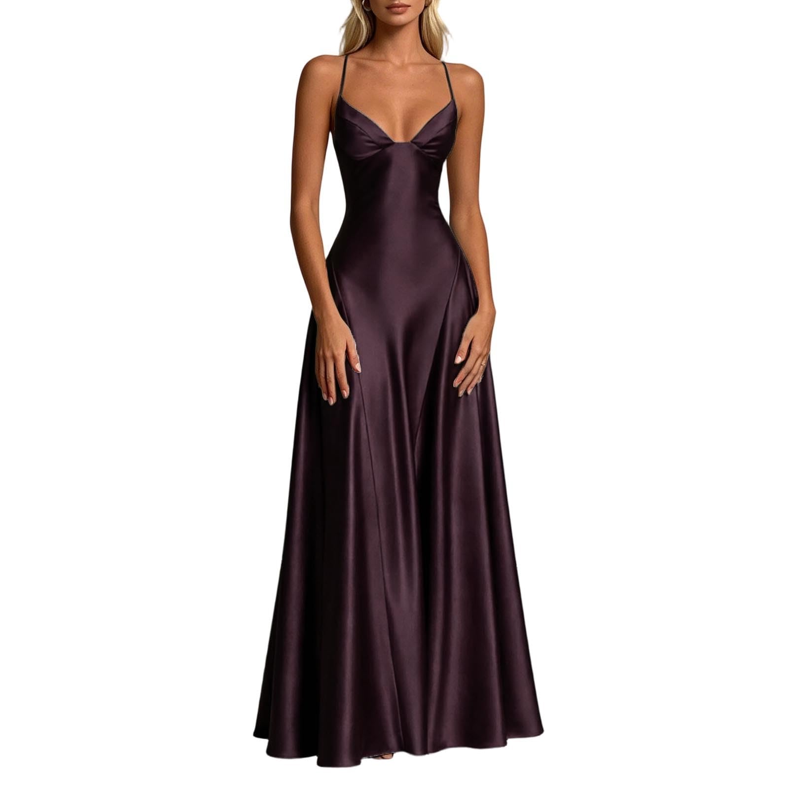 Generico Abito Lungo Donna Monospalla Raso Drappeggiato Aderente Elegante Vestito da Sera Taglio Asimmetrico Abito da Cerimonia per Matrimonio Gala Party