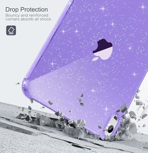 Image of MoKo Clear Case for iPad (A16) 11th Generation 2025 11-inch /10th Gen 2022 10.9 inch, Lightweight Soft TPU, Anti-Scratch Ultra Clear Tablet Cover, Shockproof Impact Resistant, Purple + Glitter