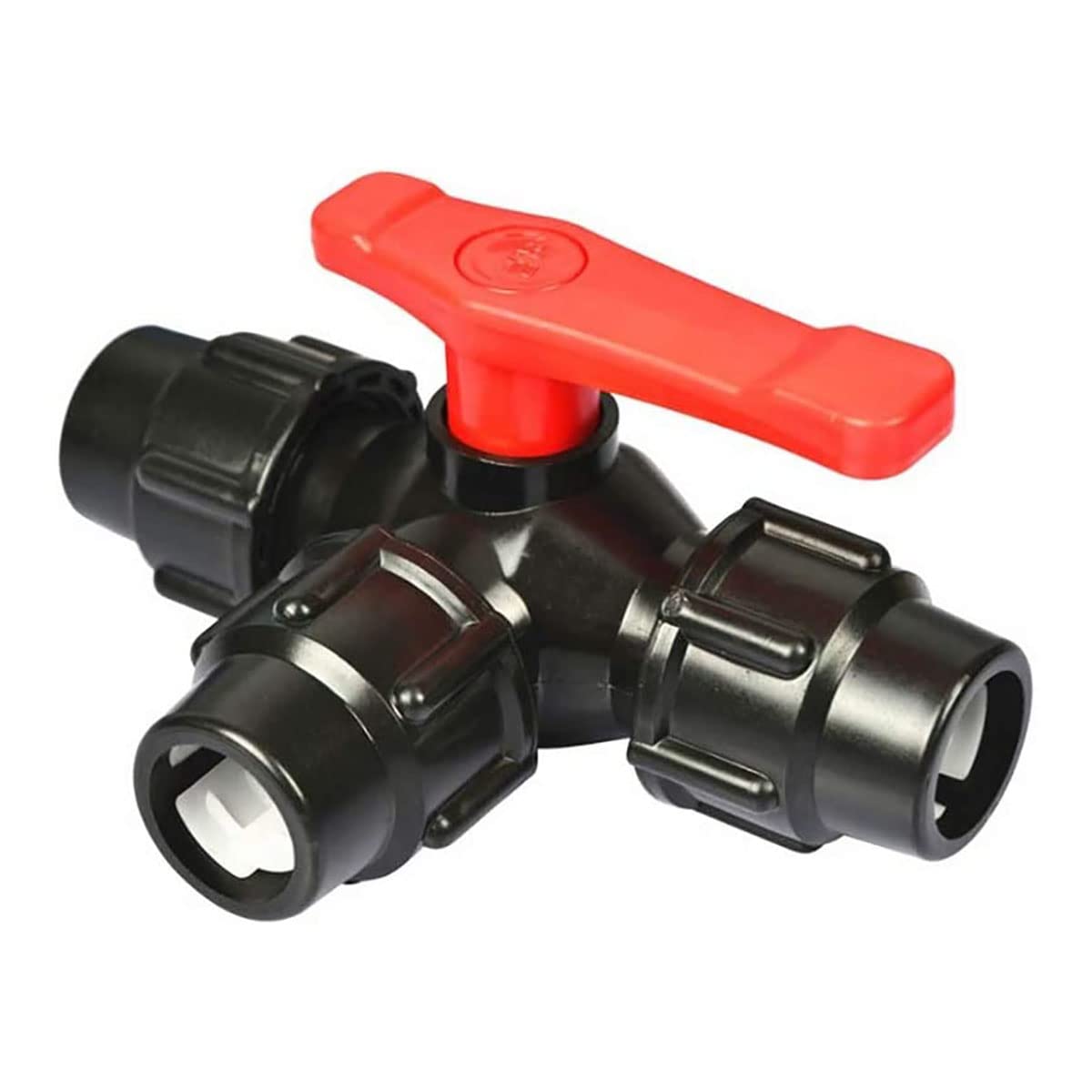 3-Way Hydraulic Ball Valve, 3-Way Ball Valve for PE Pipe, Plastic, Black/Blue, for 20-63mm Pipes(Black,50mm)