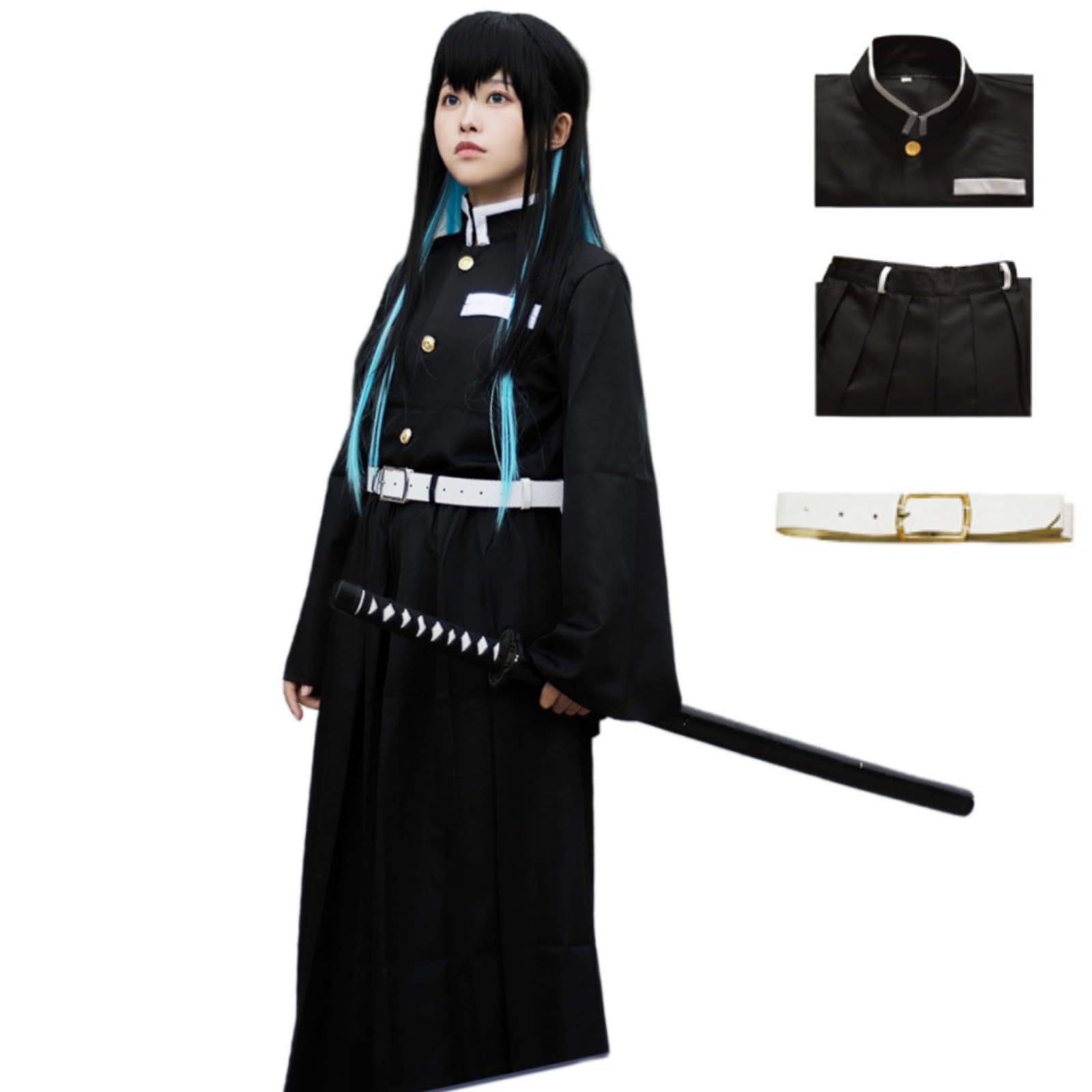 Demon Tanjiro Cosplay Shinobu Zenitsu Giyuu Tomioka Kimono Cosplay Outfit Costume with Earring for Women men
