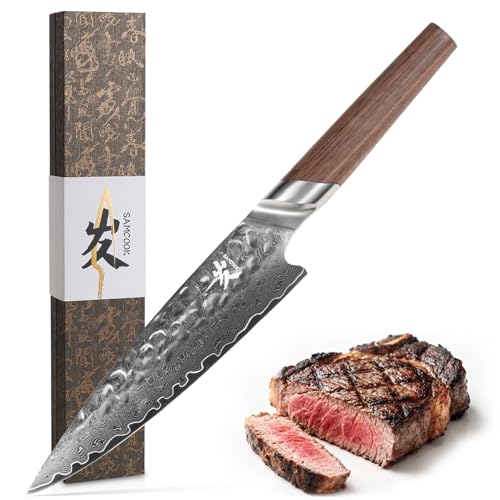 SAMCOOK Chef Knife,8 Inch Professional Sharp Hammered Damascus Knife,Japanese VG-10