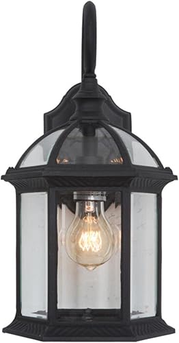 Miniatura 4 de Yosemite Home Decor 5271BL 1 Cristal biselado transparente, luz exterior con acabado negro