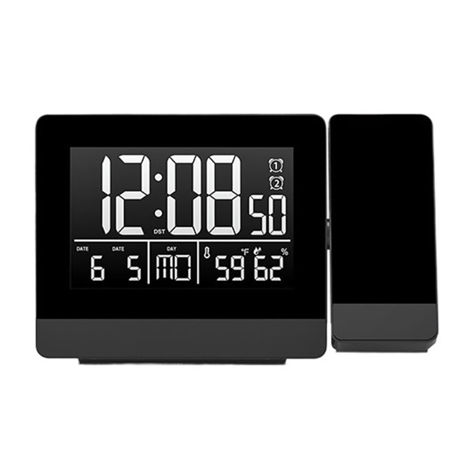 KOESRXNQW Projection Clock With Temperature And Humidity Table Watch USB Digital LED Date Snooze Function Projector Alarm Clocks Clear Projection