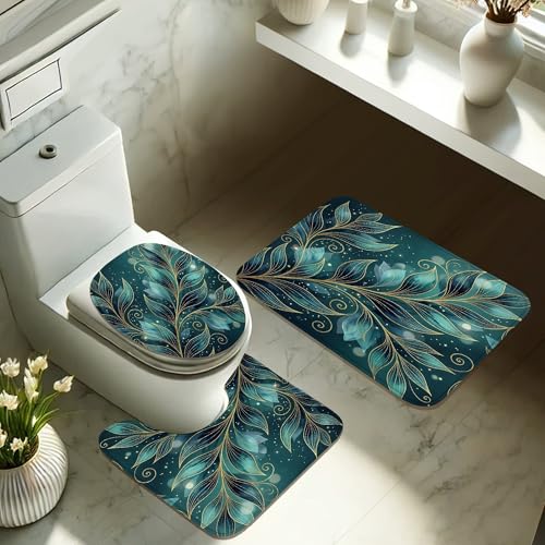 Rideau de douche élégant en polyester imperméable et tapis assortis - 6