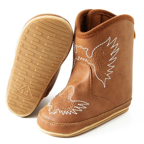 Jastore Baby Cowboy Boots Western Boots Toddler Cowboy Bootie Soft Sole Non-Slip Crib Shoes for Infant Boys Girls2