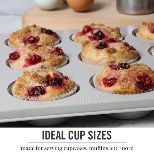 Image of Martha Stewart Gallen 12 Cup Nonstick Carbon Steel Muffin and Cupcake Pan - Cool Grey, Durable Bakeware for Even Baking and Easy Release