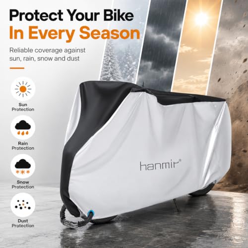 Funda para bicicleta Hanmir resistente al agua para exteriores, con bolsa, para 1-2 bicicletas miniatura 3