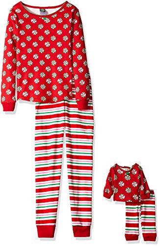 Dollie & Me Girls' Christmas Candy and Stripes Snugfit Sleepwear Set