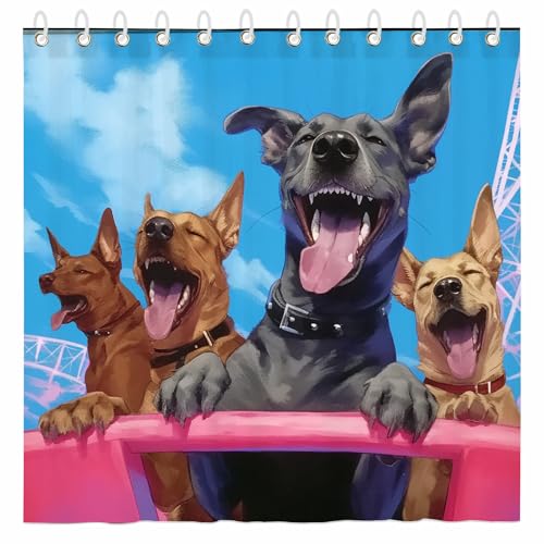 18TH CROZY Animal Shower Curtain for Bathroom Funny Puppy Dog Cute Paw Pet Game Printed Waterproof Fabric Shower Curtain for Bathroom Home Decoration Shower Curtain Set for Bathroom 70 x 70 Inch
