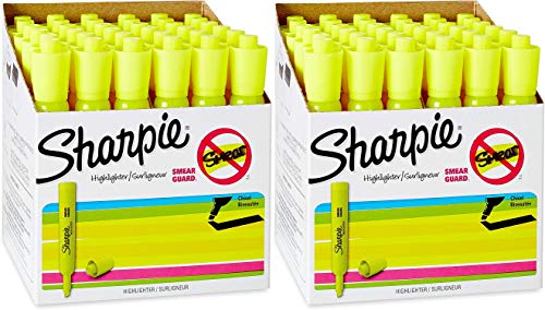 Sharpie Tank Style Highlighters, Chisel Tip, Fluorescent Yellow, Box of 36 (1920938) - 2 Pack