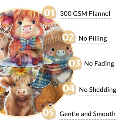 Highland Cow Blanket Gifts - 30x40 Inches Cute Throw Blanket for Girls & Boys - Brown Soft Fuzzy Blankets for Couch & Office