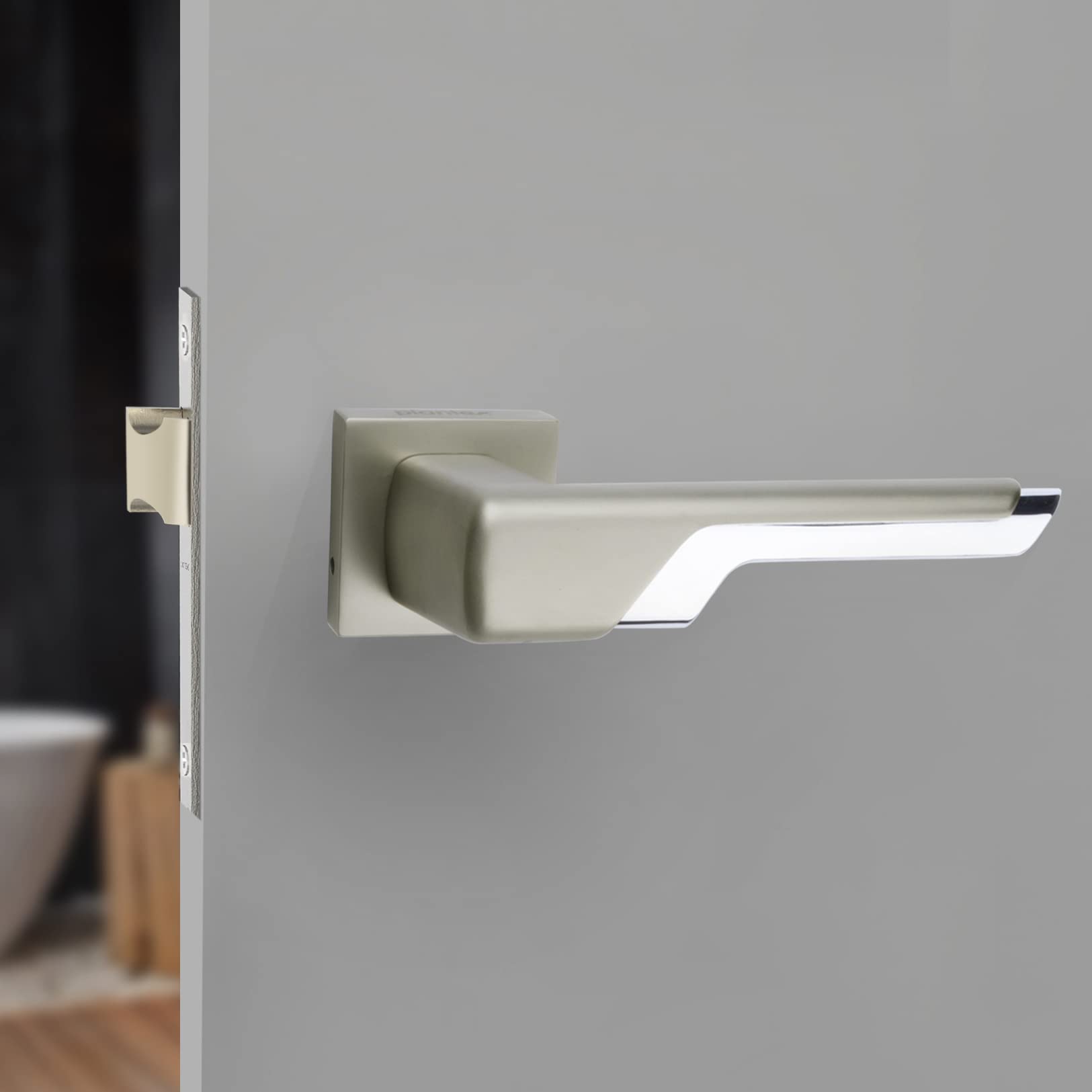 Plantex Heavy Duty Door Lock – Bathroom Door Lock/Mortise Keyless Handle Set for Home/Bathroom/Store Room/Balcony/Office with Baby Latch (7093 – Satin White & Chrome Finish) 3