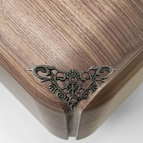 Image of 16PCS Antique Bronze Decorative Corner Protectors, 2.5 inch x 1.8 inch Metal Furniture Edge Cover Guards, Vintage Embossed Pattern, for Cabinet, Jewelry Box, Photo Frame