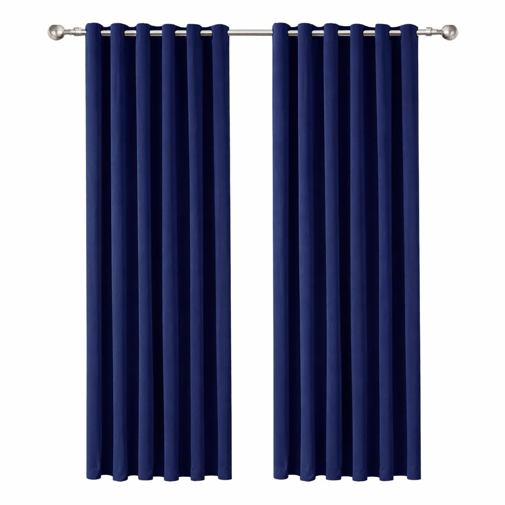 AMEHA Blackout Eyelet Curtains Thermal Insulated Navy Curtains for Bedroom Darkening Noise Reducing Drapes Curtain 46 X 72 Inch 2 Panels with Tiebacks