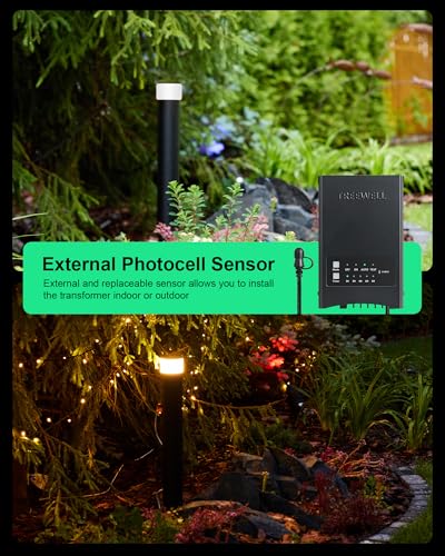 Image of 300W Low Voltage Landscape Transformer, Outdoor Landscape Lighting Transformer with Photocell Sensor & Timer, 120V AC to 12V /15V AC Weatherproof Transformer for Spotlight, Pathway Light