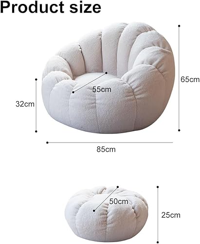 Miniatura 2 de Funda para silla de puf de pétalos de peluche, sofá Lazy Sack suave (sin frijoles) para niños, adultos, parejas, relleno de puf, espuma
