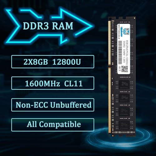 Image of 16GB KIT (2x8GB) DDR3L 1600MHz PC3L-12800U-11 Non ECC Unbuffered 1.35V 2Rx8 Dual Rank 240 Pin UDIMM Desktop Memory RAM Module Upgrade