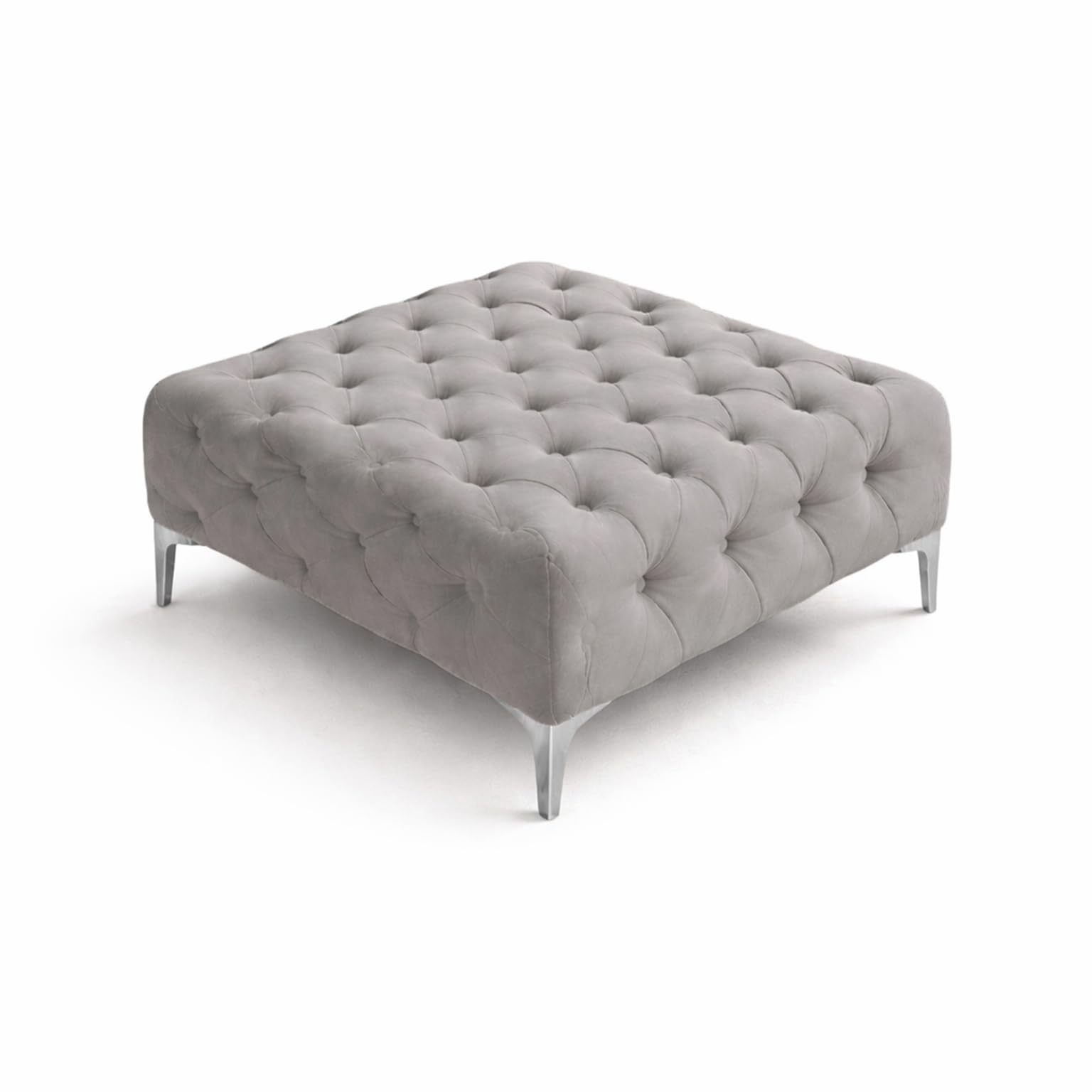 Snooze Monaco 3 and 2 Seater Sofa Sets, Corner Sofas For Living Room, Upholstered Plush Fabric 3 Seater Velvet Sofas (Coffee Grey Velvet, Square Footstool)