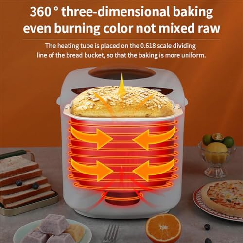 Automatischer Brotbackautomat für den Haushalt, multifunktionale Kuchenmaschine, programmierbarer Brotbackautomat mit 19 Voreinstellungen und 13-Stunden-Timer, mit LCD-Display für Kuchen, Pizzateig, B – Bild 6