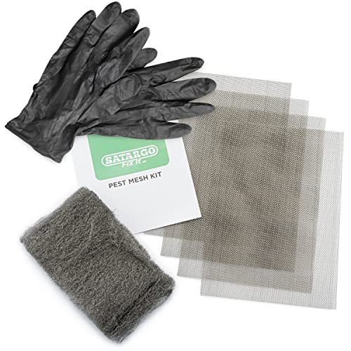 Satargo Stainless Steel Metal Mesh Pest Kit - 4 x A5 Sheets & 1 Sheet Steel Wool - Rat Mouse Snail Slug Deterrent - Hole Cover Blocks Vents Air Bricks for Rats Mice Snakes Exclusion - Garden Indoors