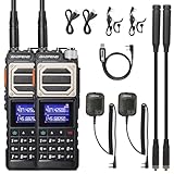 BAOFENG UV-25 Tri-Power Handgerät Funkgerät, 10W Langstrecken, UHF VHF FM Air Empfänger, 5200mAh Batterie, Taktische Schwanenhals & Peitschen-Antenne, Lautsprecher Mikrofon, Programmierkabel, 2pack