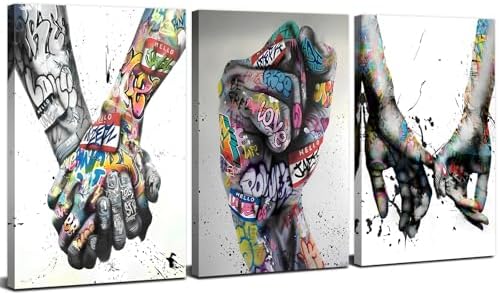 AREBOLO 3 Piezas arte mural en lienzo con grafitis decoración mur...