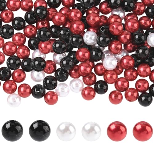 SOFPLATE 200 pièce de Perles Rondes en Acrylique Noir de 3mm 10 Couleurs Perles en Plastique Blanches et Rouges Petites Boules de Gomme Bubblegum Lisses Entretoises...