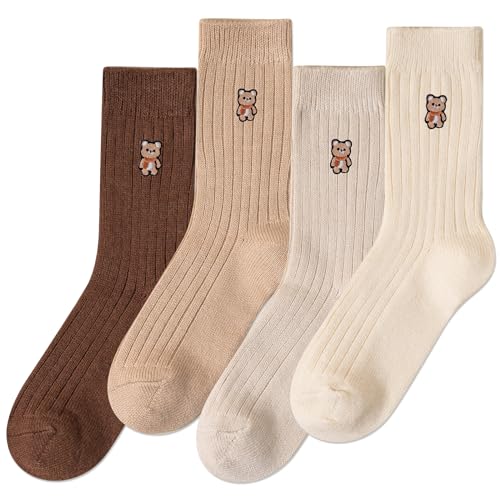 Image of IIG Cute Warm Wool Socks for Women Super Cozy Thick Crew Winter Socks Gifts, 5 Pairs