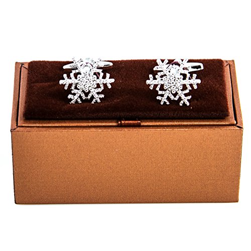 MRCUFF Presentation Gift Box Snowflake Winter Christmas Pair Cufflinks & Polishing Cloth
