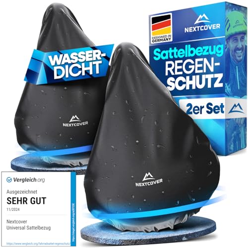 NEXTCOVER® Universal Sattelbezug Fahrrad 2er Set I 100% Wasserdicht I Regenschutz I Fahrradsattel Überzug Sattel I Sattelüberzug Fahrradsitz I Satteldecke I Sattelschutz wasserdicht Fahrrad