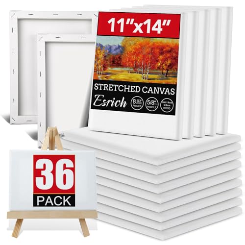 ESRICH-Stretched-Canvas-for-Painting-11x14-Inch-36-Pack-Blank-Canvas-58-in-Profile-Primed-Cotton-White-Canvases-for-Painting-for-Oil-Acrylic-Paint