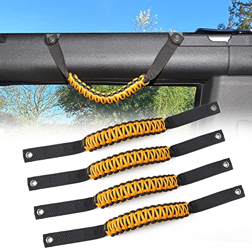 sukemichi for Bronco Grab Handles Paracord Roll Bar Grab Handles for 2021 2022 2023 2024 2025 2026 Ford Bronco Accessories 4 Door 2 Door Cyber Orange 4 Pack