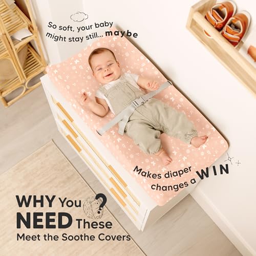 Image of 2-Pack Organic Changing Pad Covers for Girl,Boy, Neutral - 100% Cotton Changing Table Pad Cover,Soft Baby Nursery Diaper Changing Pad Sheets,Contour Changing Pads Liners,Change Pad Cover (Butterflies)