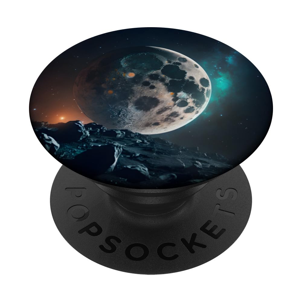 Funny Moon shines in the space, mysterybof space, cosmos PopSockets Swappable PopGrip