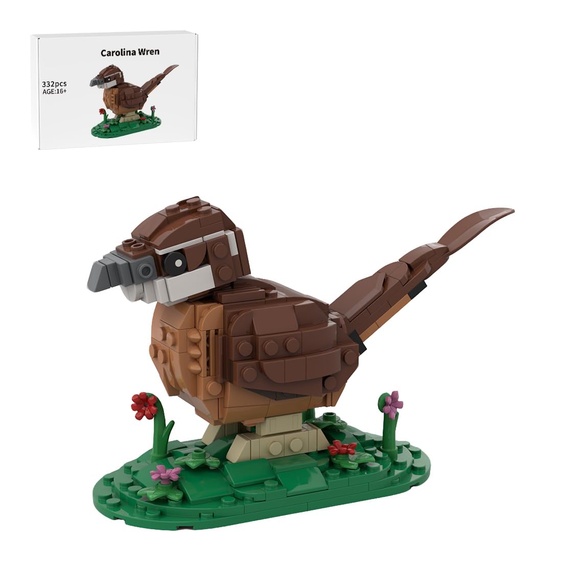 Juego de bloques de construcción coleccionables de pájaros cantores Carolina Wren, decoración coleccionable de oficina o hogar, ladrillos de pájaros, regalo para adultos, adolescentes amantes de las