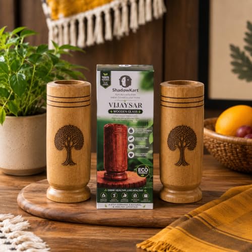 Image of Vijaysar Wooden Glass 80 ML | Natural Wood Tumbler | Traditional Ayurvedic Diabetes Wooden Water Cup for Daily Wellness Routine | Handcrafted Eco-Friendly Drinking Glass | Pack of 1