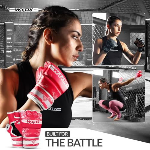 Image of WYOX MMA Gloves for Men & Women - Open Palm MMA Sparring Gloves with Multi-Layer Knuckle & Thumb Padding, Wrist Support, Fingerless Punching Bag Gloves for Grappling, Kickboxing, Muay Thai & Training
